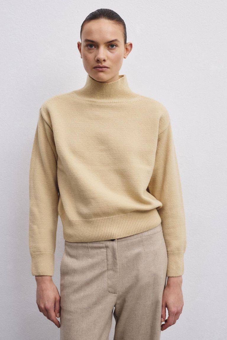 Pomandere Maglia collo alto in lana merinos infeltrita Online