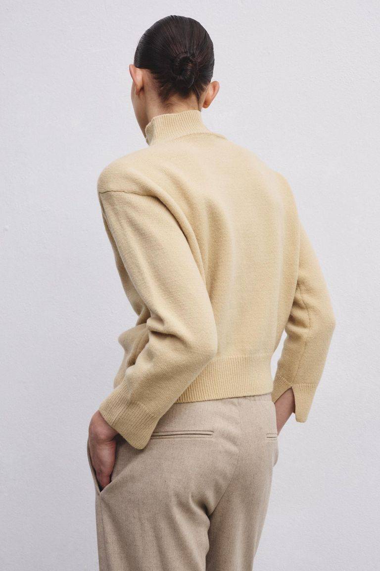 Pomandere Maglia collo alto in lana merinos infeltrita Online