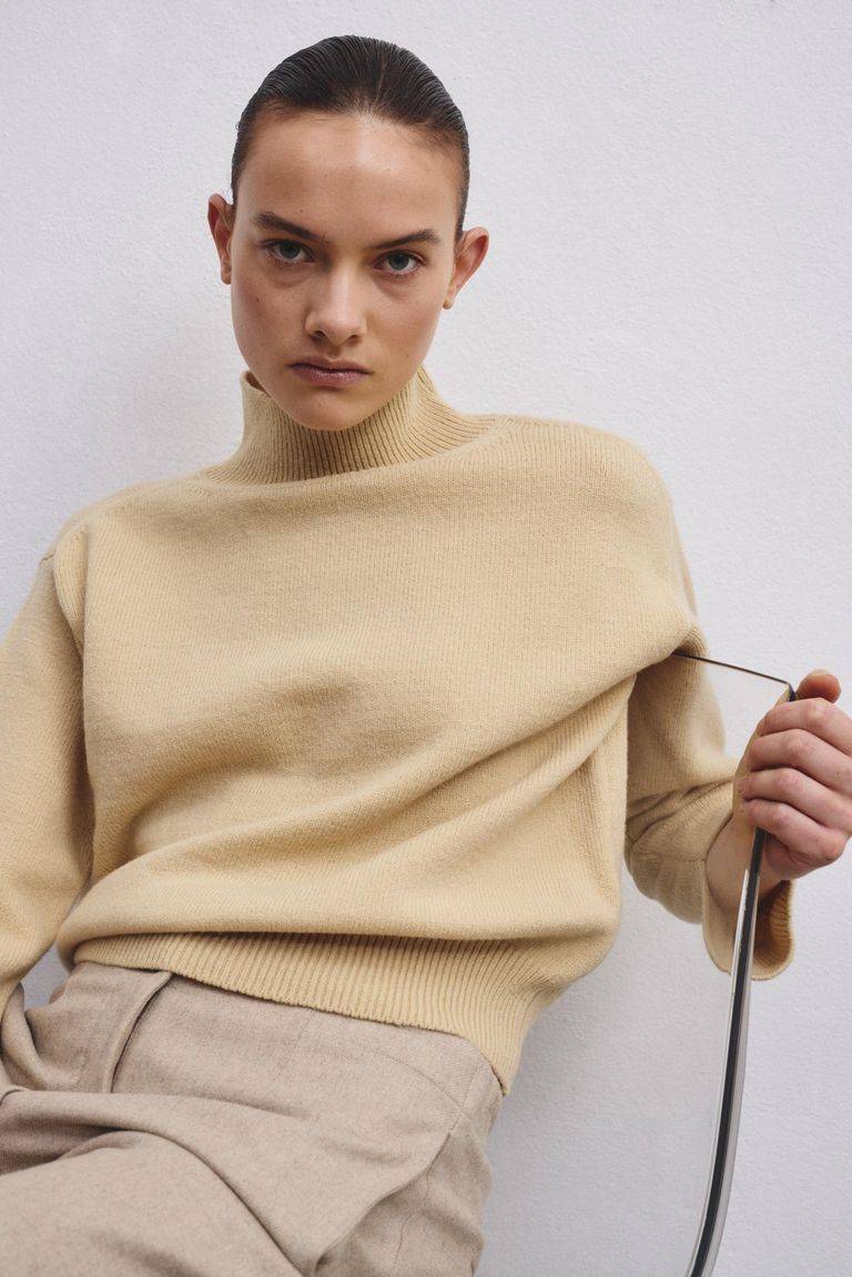 Pomandere Maglia collo alto in lana merinos infeltrita Online