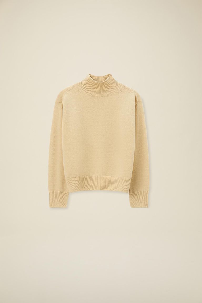 Pomandere Maglia collo alto in lana merinos infeltrita Online