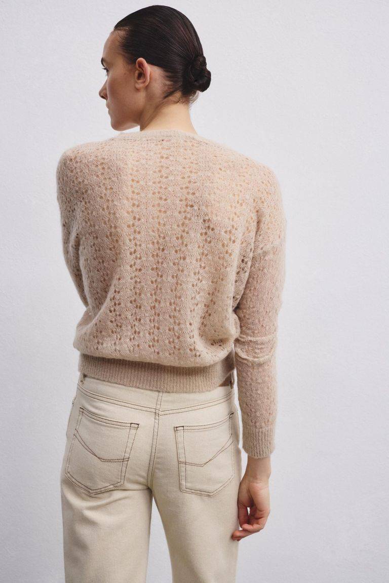 Pomandere Girocollo traforato di mohair e lana Saldi