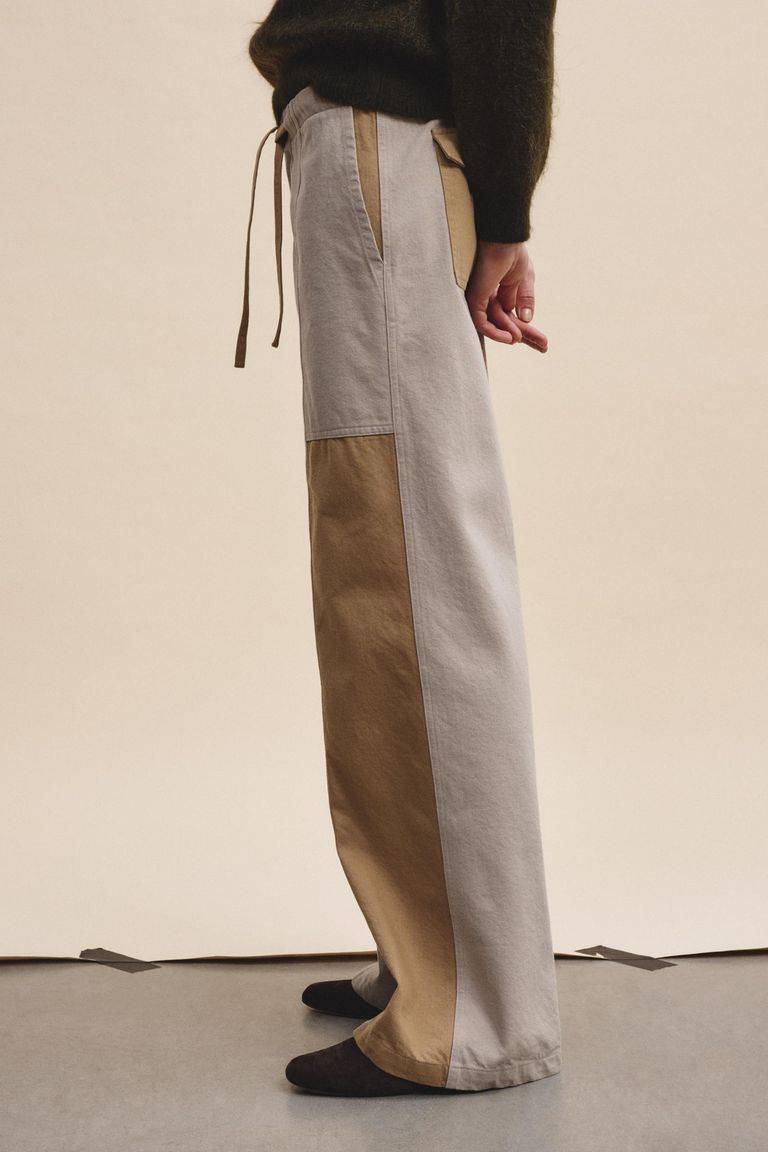 Pomandere Pantalone bicolore in diagonale di cotone lana 2025