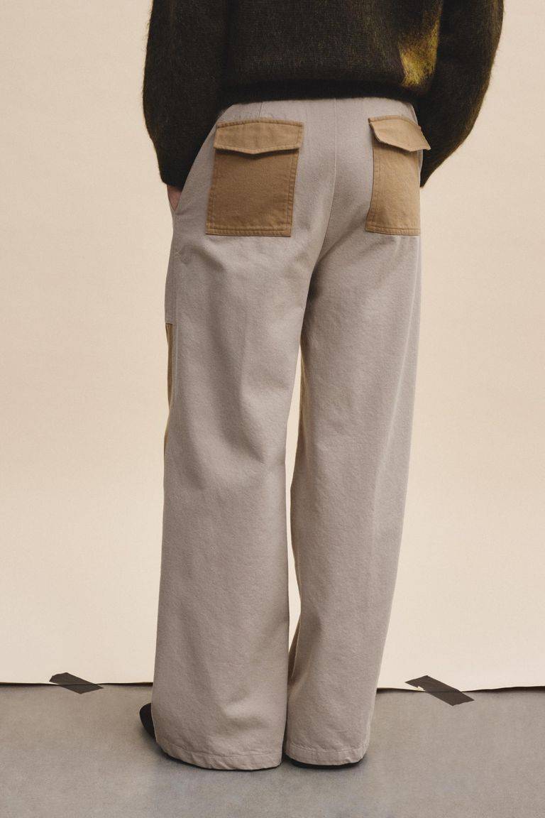 Pomandere Pantalone bicolore in diagonale di cotone lana 2025
