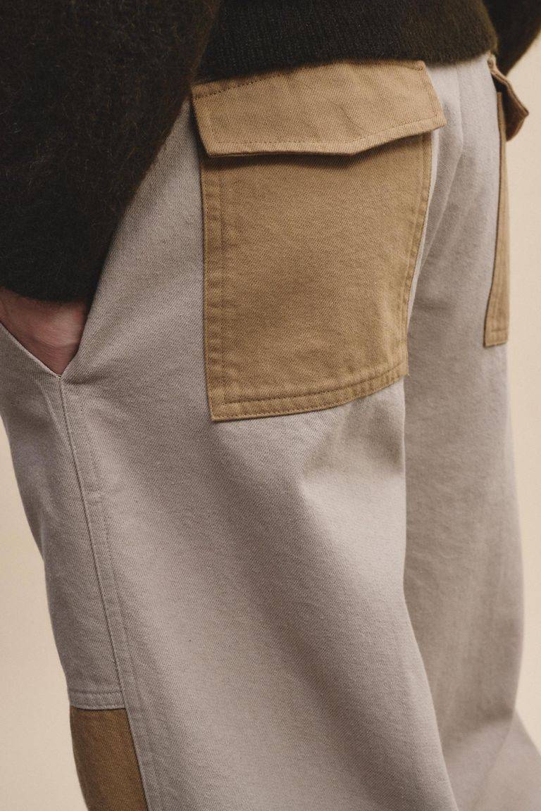 Pomandere Pantalone bicolore in diagonale di cotone lana 2025