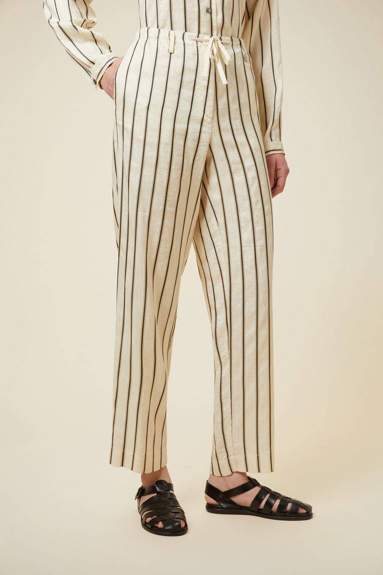 Pomandere Pantalone rigato con elastico in vita e coulisse Negozio