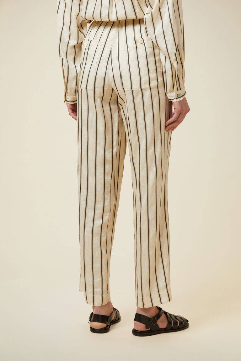 Pomandere Pantalone rigato con elastico in vita e coulisse Negozio