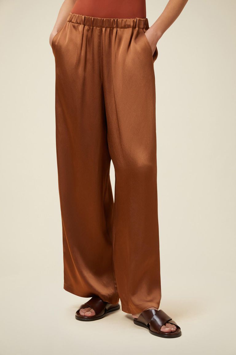 Pomandere Pantalone ampio con elastico in vita lucido Saldi Di Fabbrica