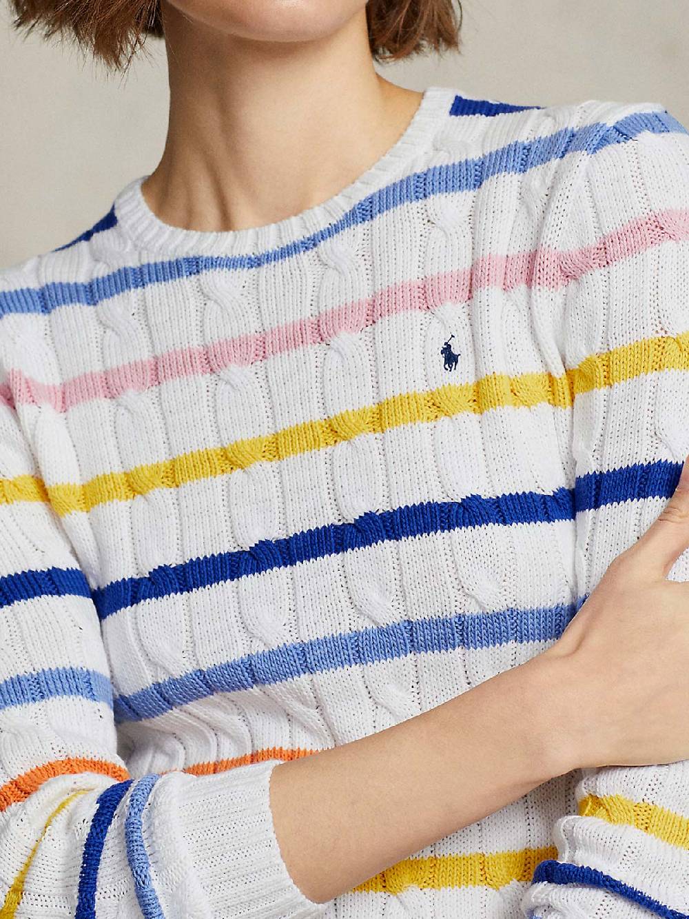 POLO RALPH LAUREN Pullover Donna Treccia a Righe Ultimi tre giorni