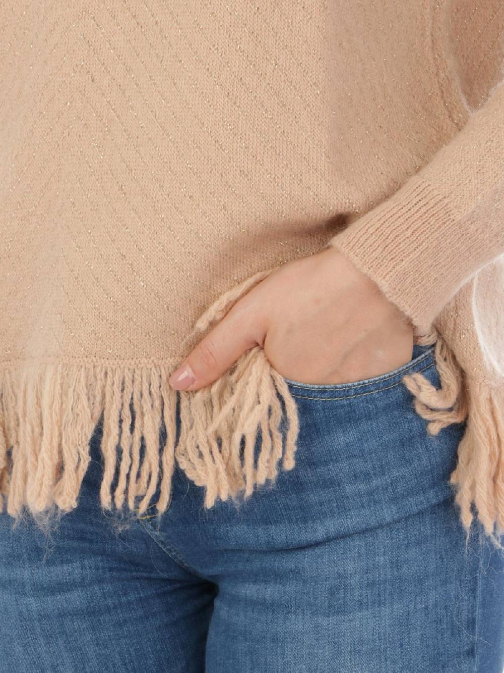 GIOROGA Dolcevita Donna Spigato con Frange Vendita calda