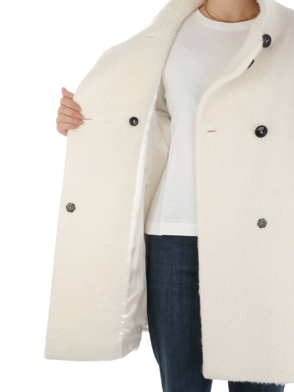 CINZIA ROCCA Cappotto Doppiopetto Donna a Collo Alto Offerte