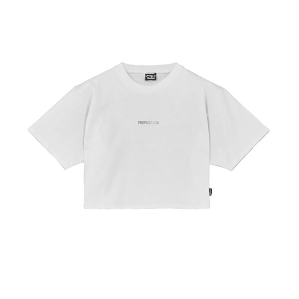 Propaganda Silver Leaf Ribs Croptop Tee – White In Vendita