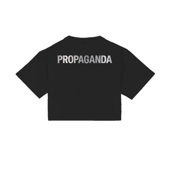 Propaganda Silver Leaf Logo Croptop Tee – Black Saldi