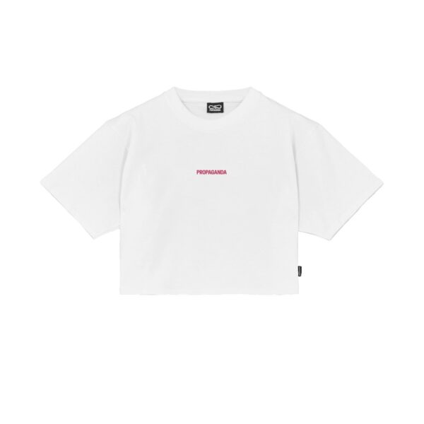 Propaganda Women Ribs Assault Croptop Tee – White Vendita