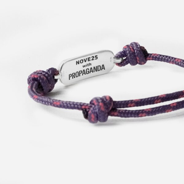 Propaganda Bracciale in Corda Viola con Targa Propaganda W/ Nove25 In Argento Italia
