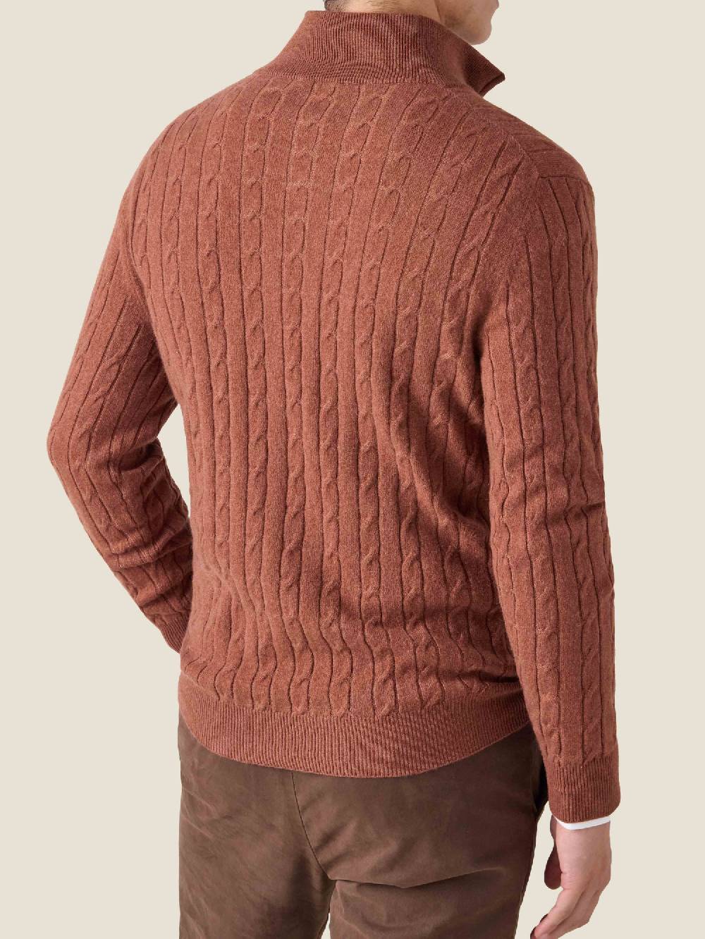 Luca Faloni Cable Knit Zip-up2-Ply Cashmere Moda