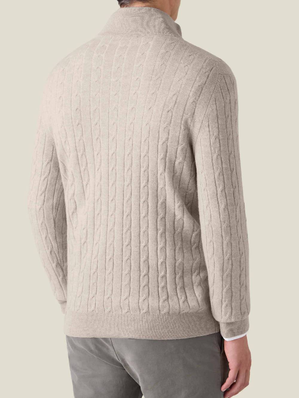Luca Faloni Cable Knit Zip-up2-Ply Cashmere Italy