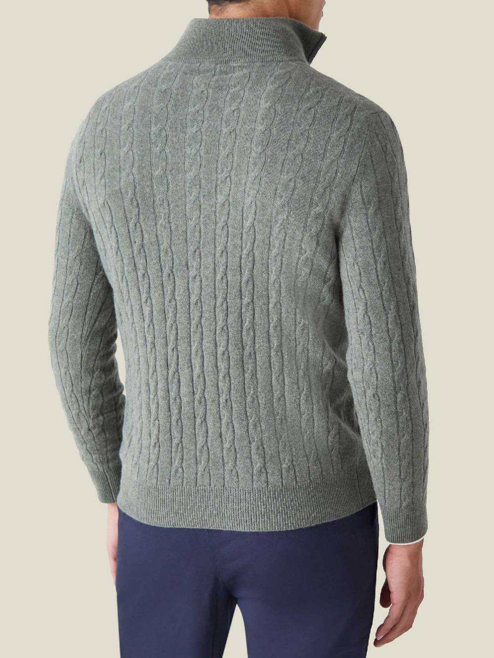 Luca Faloni maglia mezzocollo a trecce con zipcashmere a 2 fili Italia