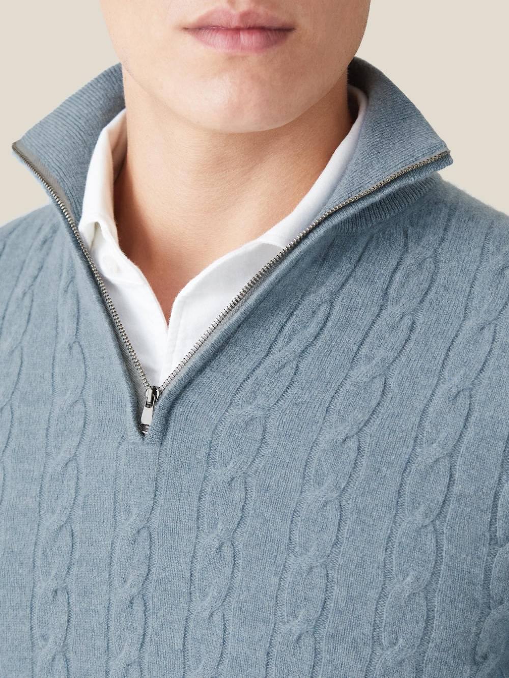 Luca Faloni maglia mezzocollo a trecce con zipcashmere a 2 fili In Linea