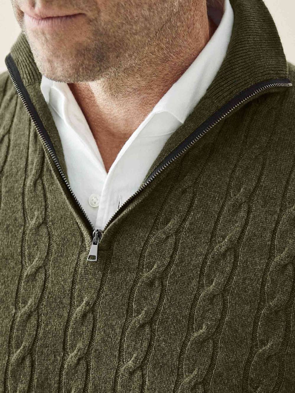 Luca Faloni maglia mezzocollo a trecce con zipcashmere a 2 fili Qualità Garantita