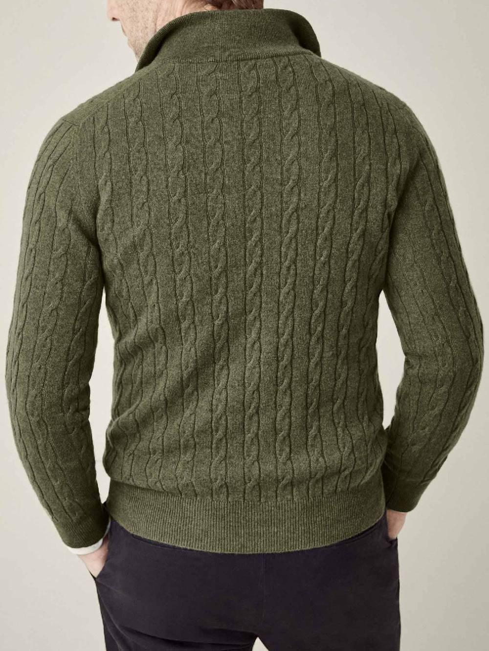 Luca Faloni maglia mezzocollo a trecce con zipcashmere a 2 fili Qualità Garantita