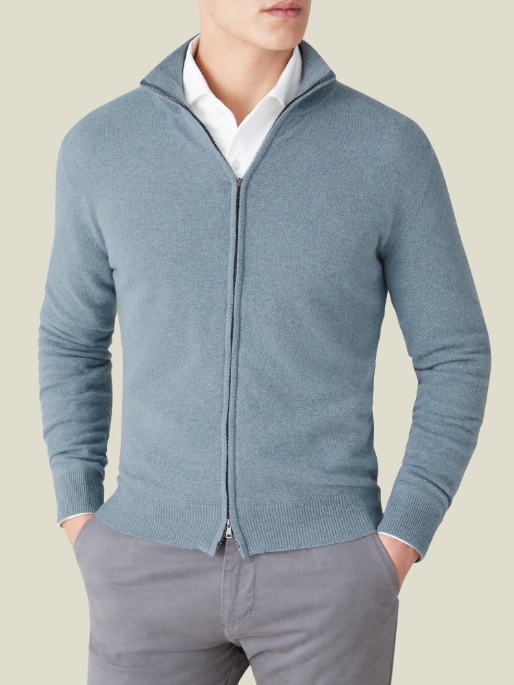 Luca Faloni Zip Cardigancashmere a 2 fili