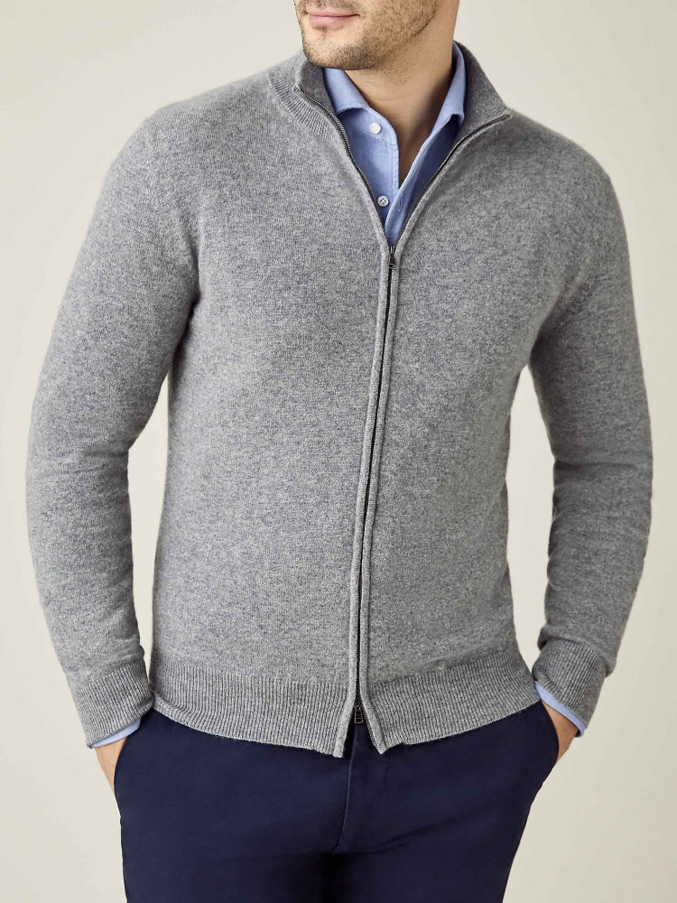 Luca Faloni Zip Cardigancashmere a 2 fili
