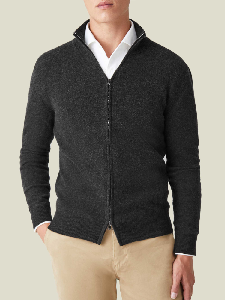 Luca Faloni Zip Cardigancashmere a 2 fili