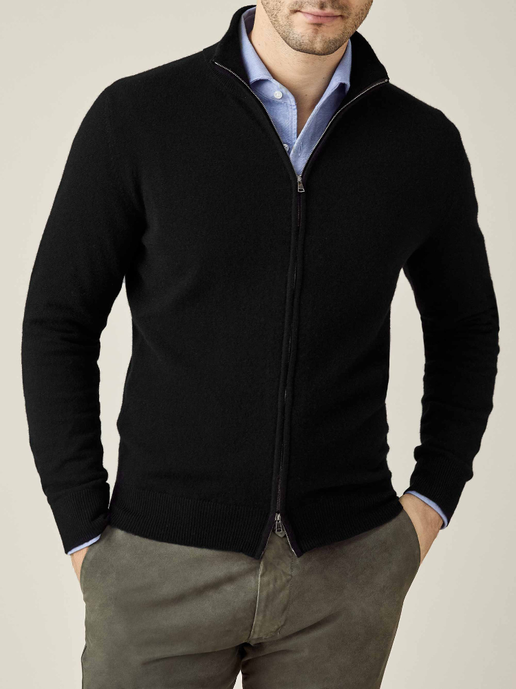 Luca Faloni Zip Cardigancashmere a 2 fili Italia