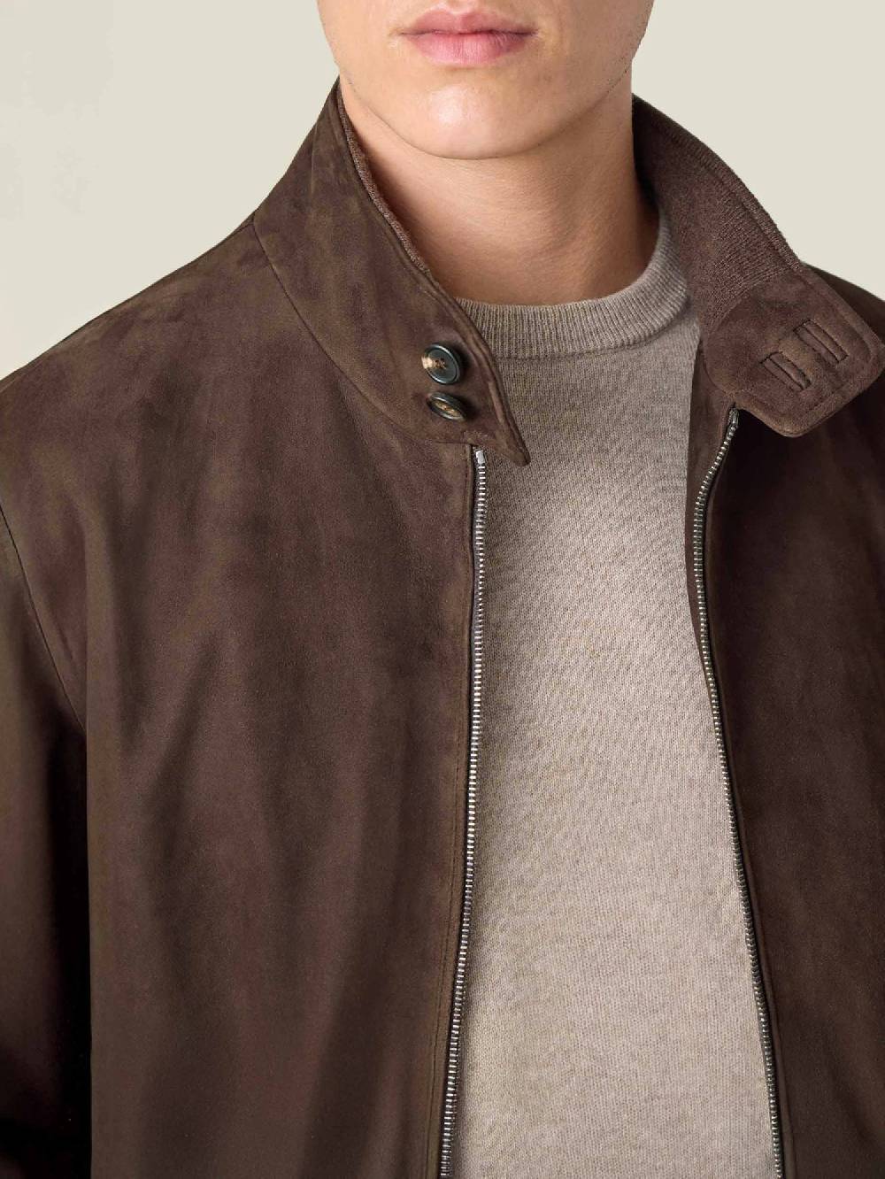 Luca Faloni Classic Bomber JacketGoatskin Suede Leather Economico