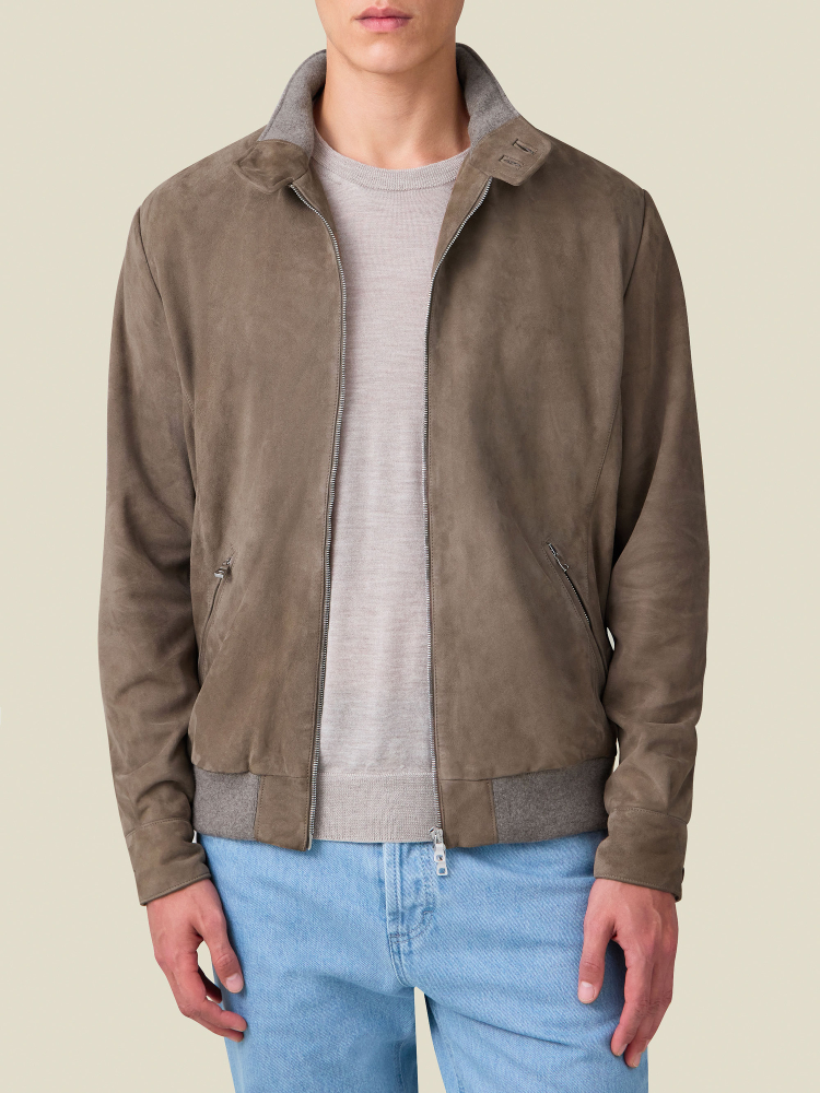 Luca Faloni Giacca bomber classicaPelle scamosciata di capra
