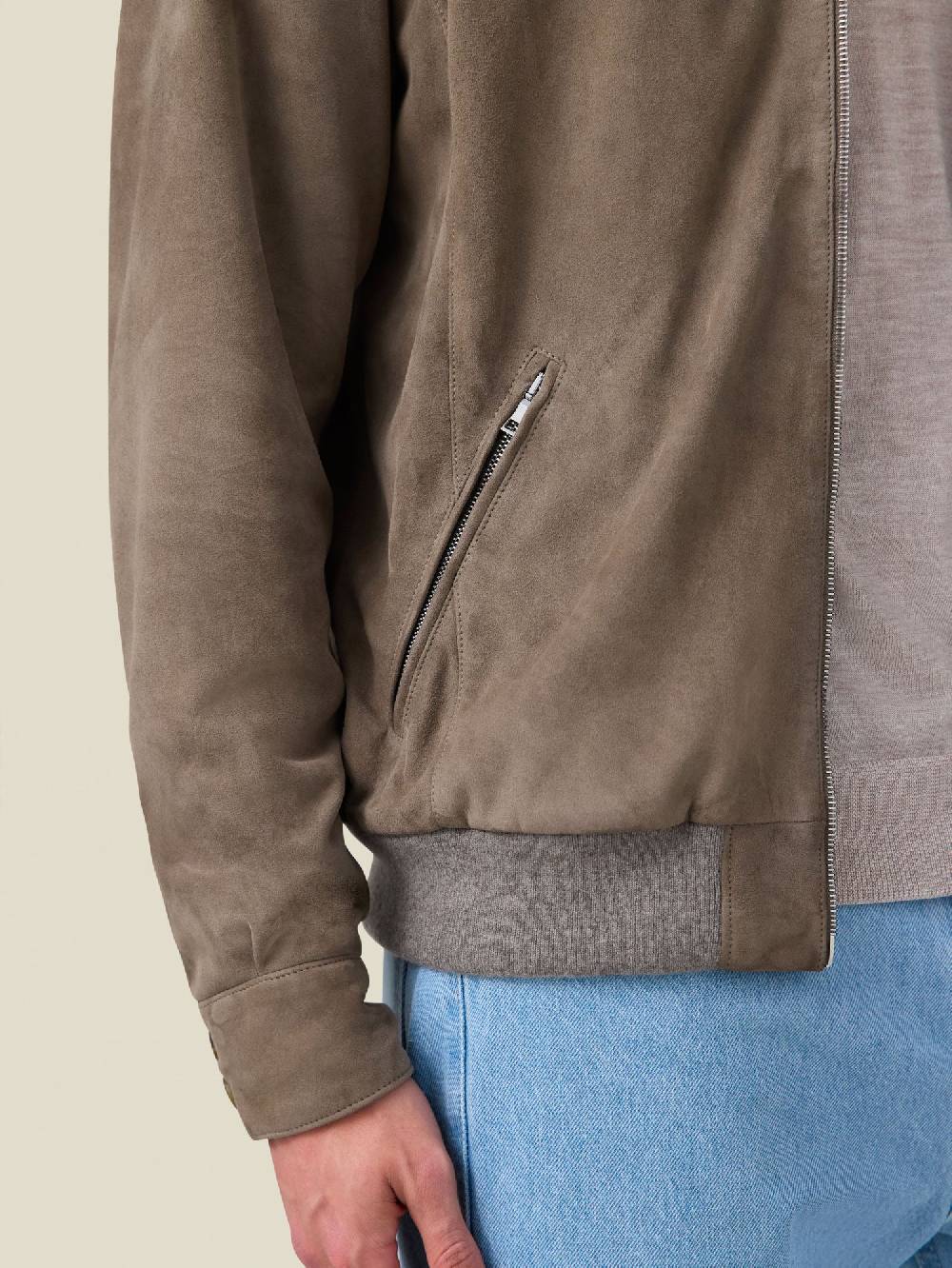 Luca Faloni Giacca bomber classicaPelle scamosciata di capra Outlet