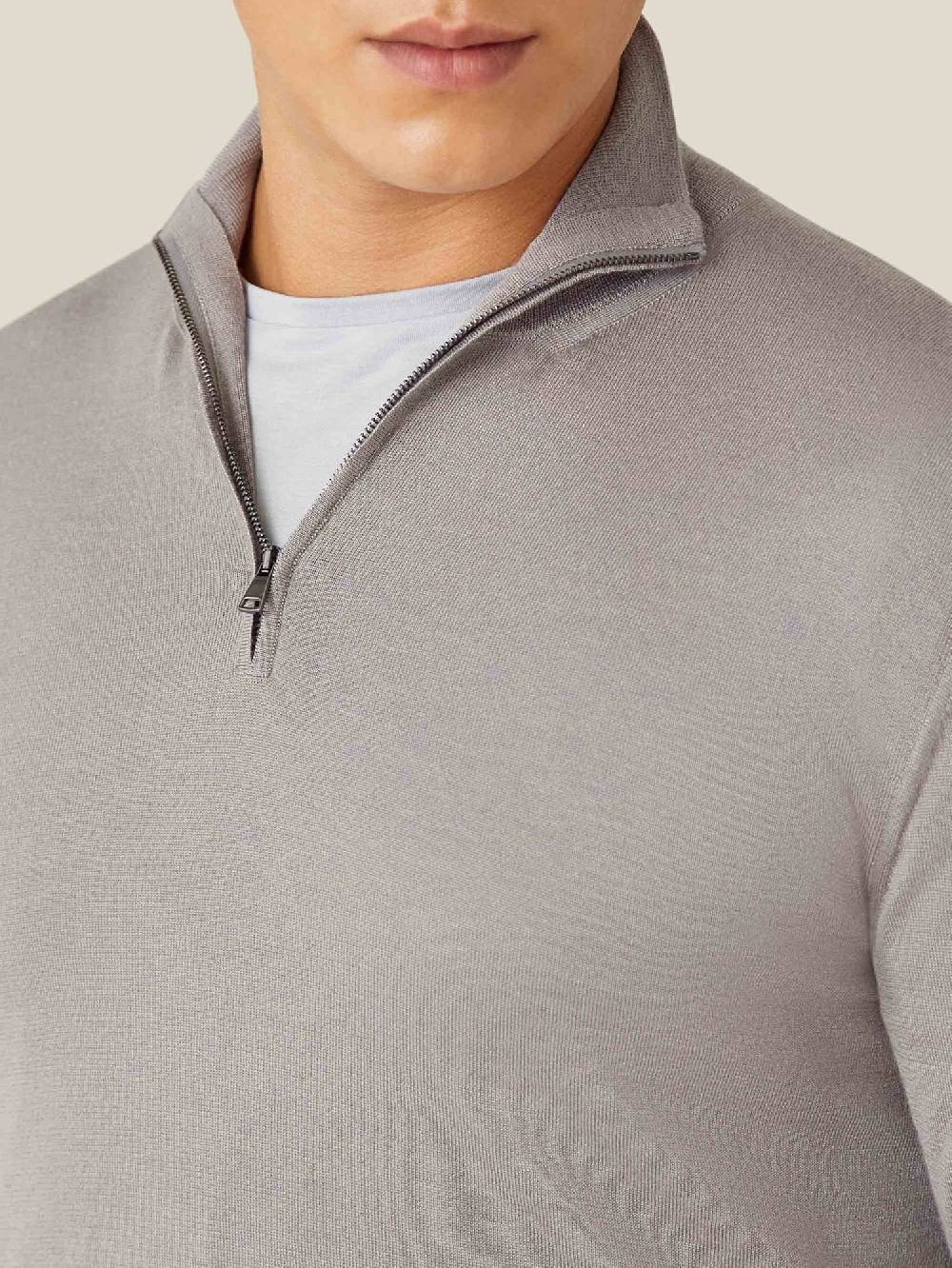 Luca Faloni Maglia con collo mezza zipSeta-Cashmere Affare Del Giorno