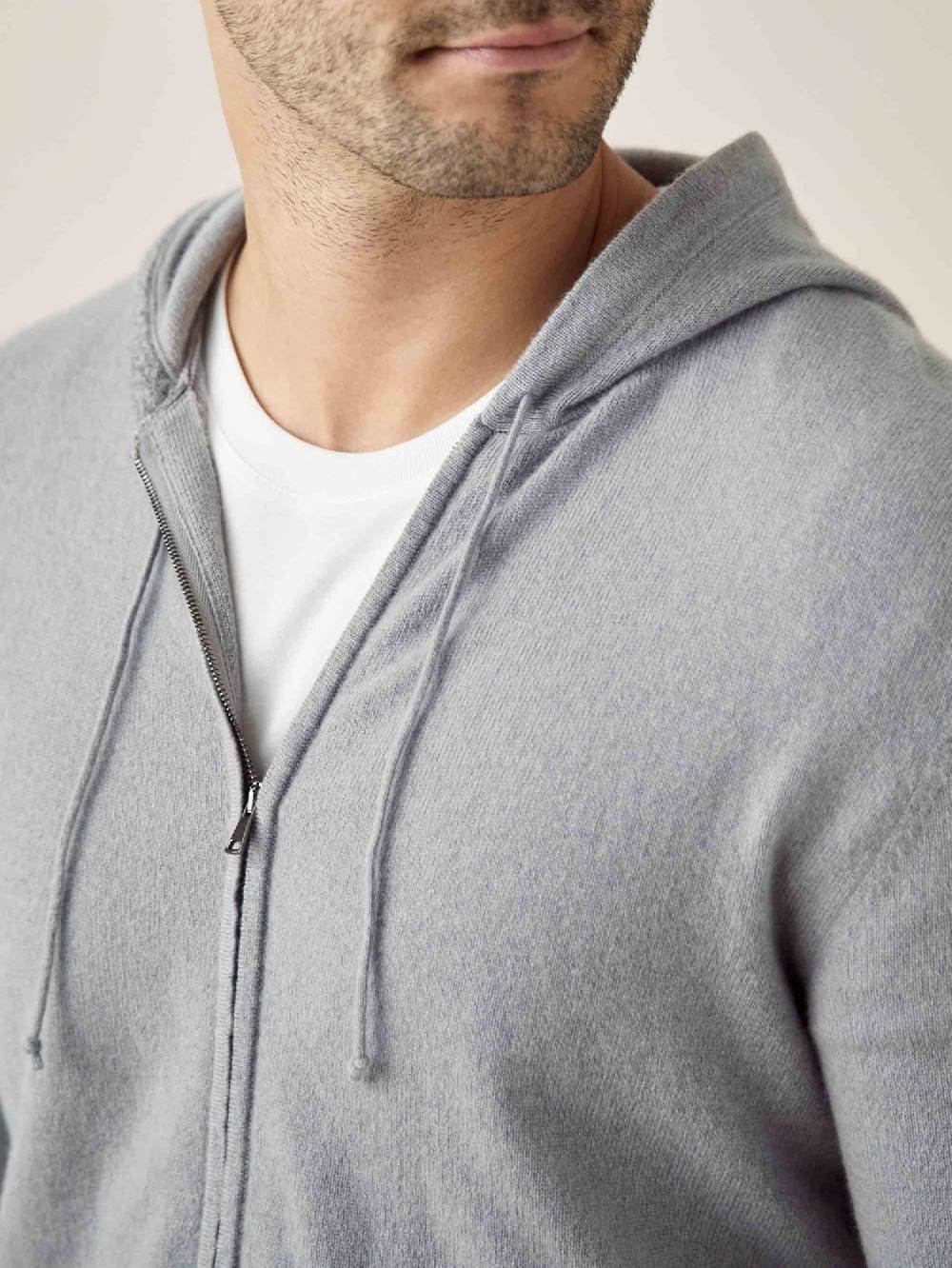 Luca Faloni Felpa con cappuccio e zipcashmere a 2 fili Vendita Calda