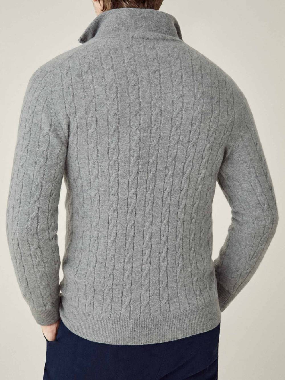 Luca Faloni maglia mezzocollo a trecce con zipcashmere a 2 fili Qualità