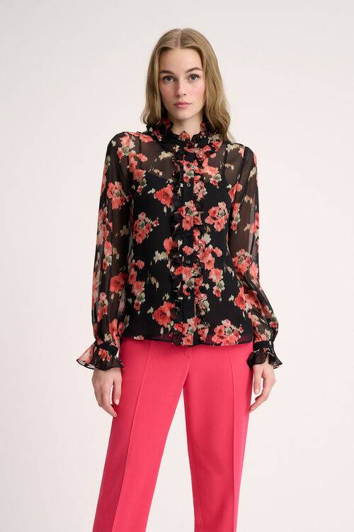 Luisa Spagnoli Lamine - Blusa con volant Sostegno trimestrale