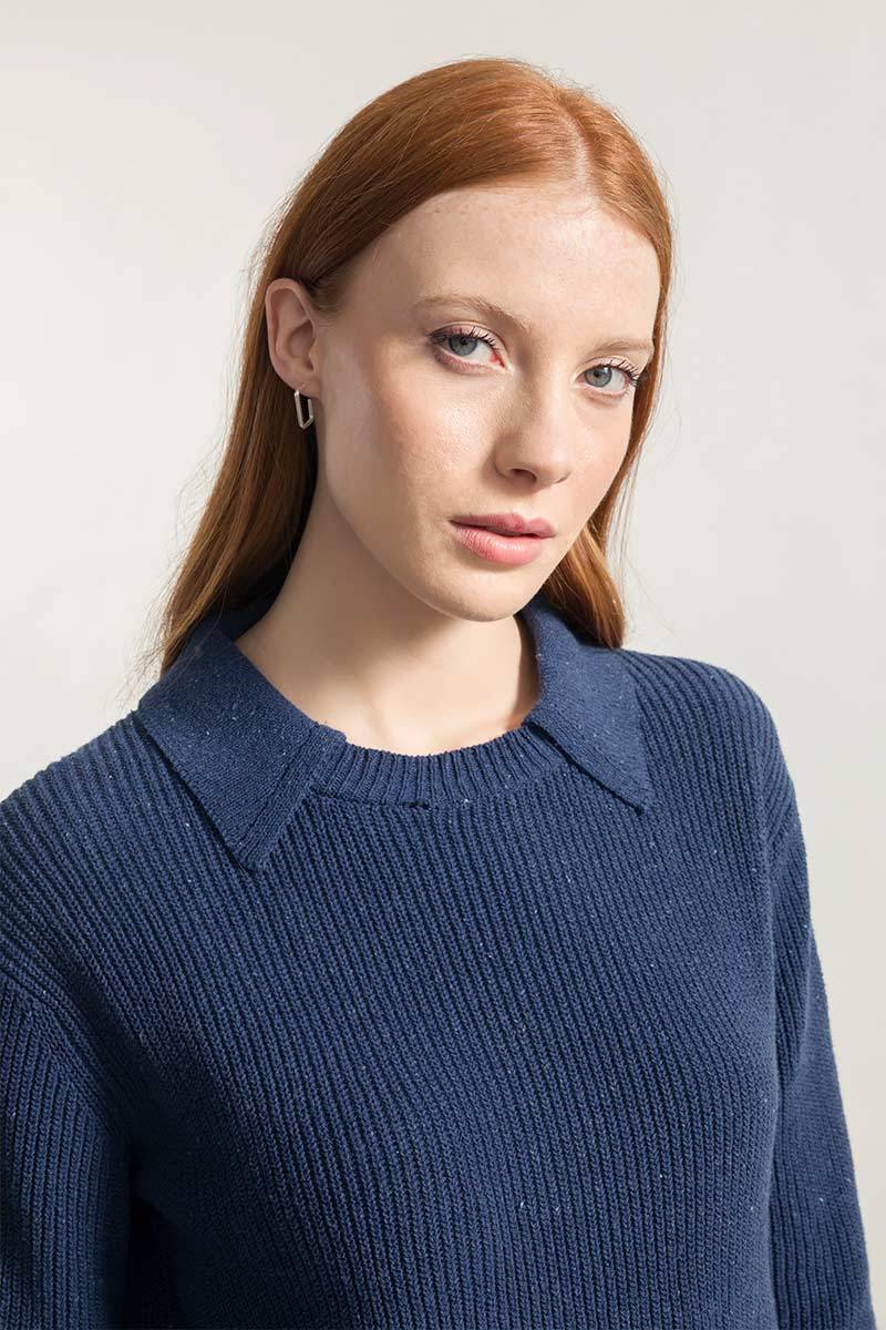 Rifò MARTINA Maglia Cropped Donna Cotone Jeans Rigenerato Soddisfazione Garantita