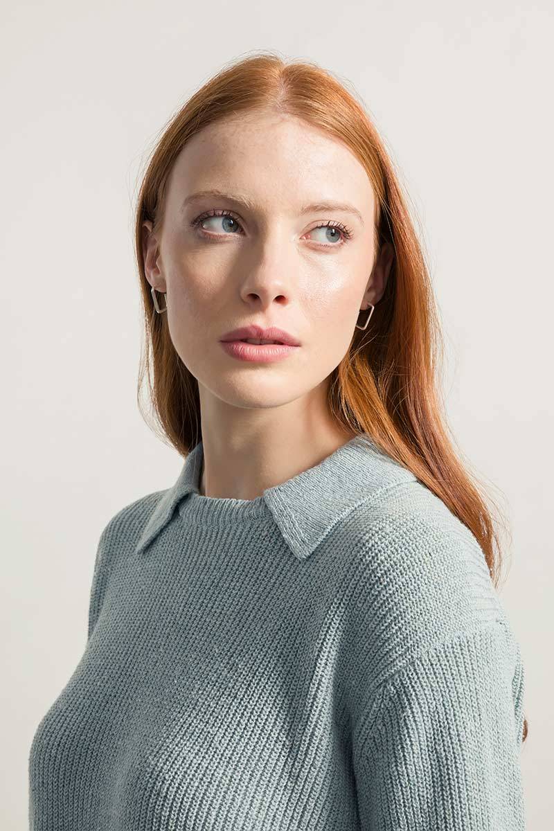 Rifò MARTINA Maglia Cropped Donna Cotone Jeans Rigenerato Qualità Garantita