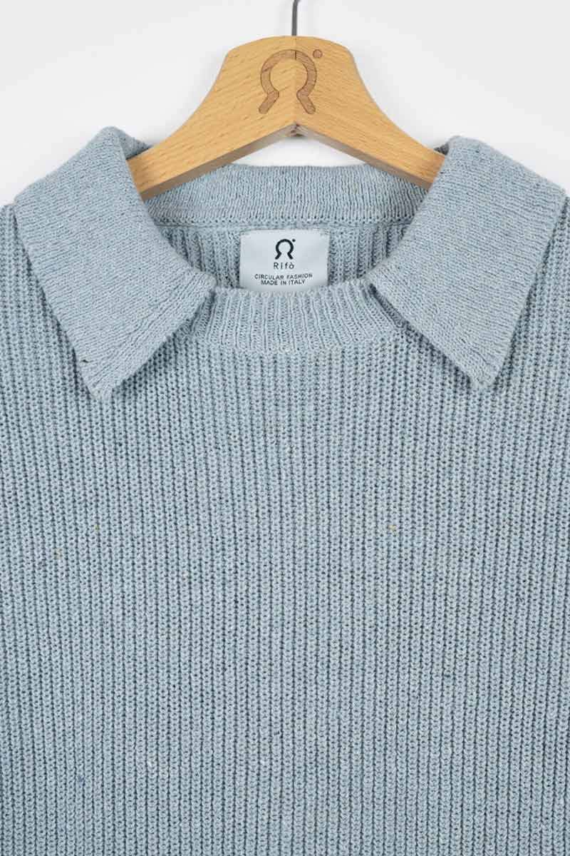 Rifò MARTINA Maglia Cropped Donna Cotone Jeans Rigenerato Qualità Garantita