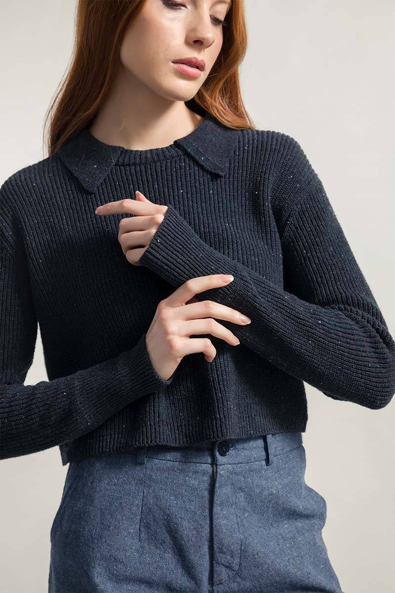 Rifò MARTINA Maglia Cropped Donna Cotone Jeans Rigenerato Negozi Online
