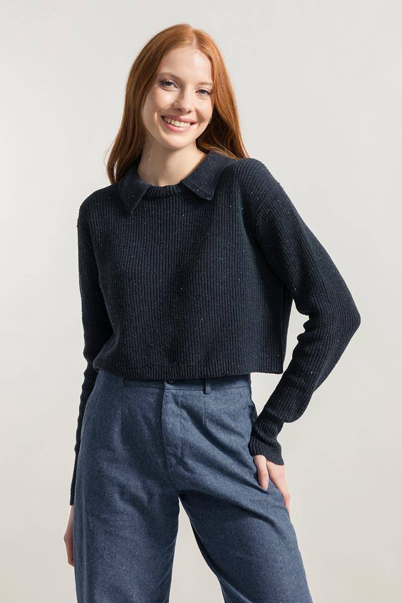 Rifò MARTINA Maglia Cropped Donna Cotone Jeans Rigenerato Negozi Online