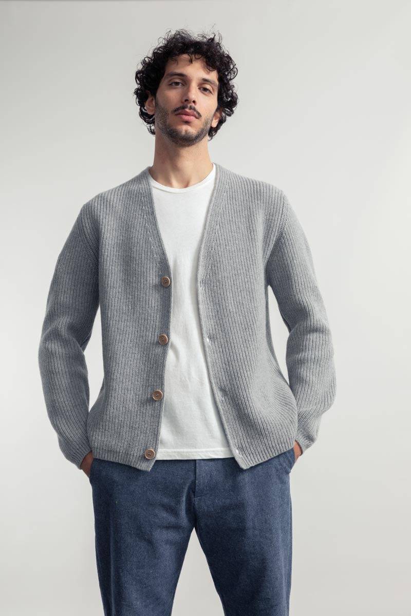 Rifò CLETO Cardigan Unisex Lana Rigenerata Consegna Veloce