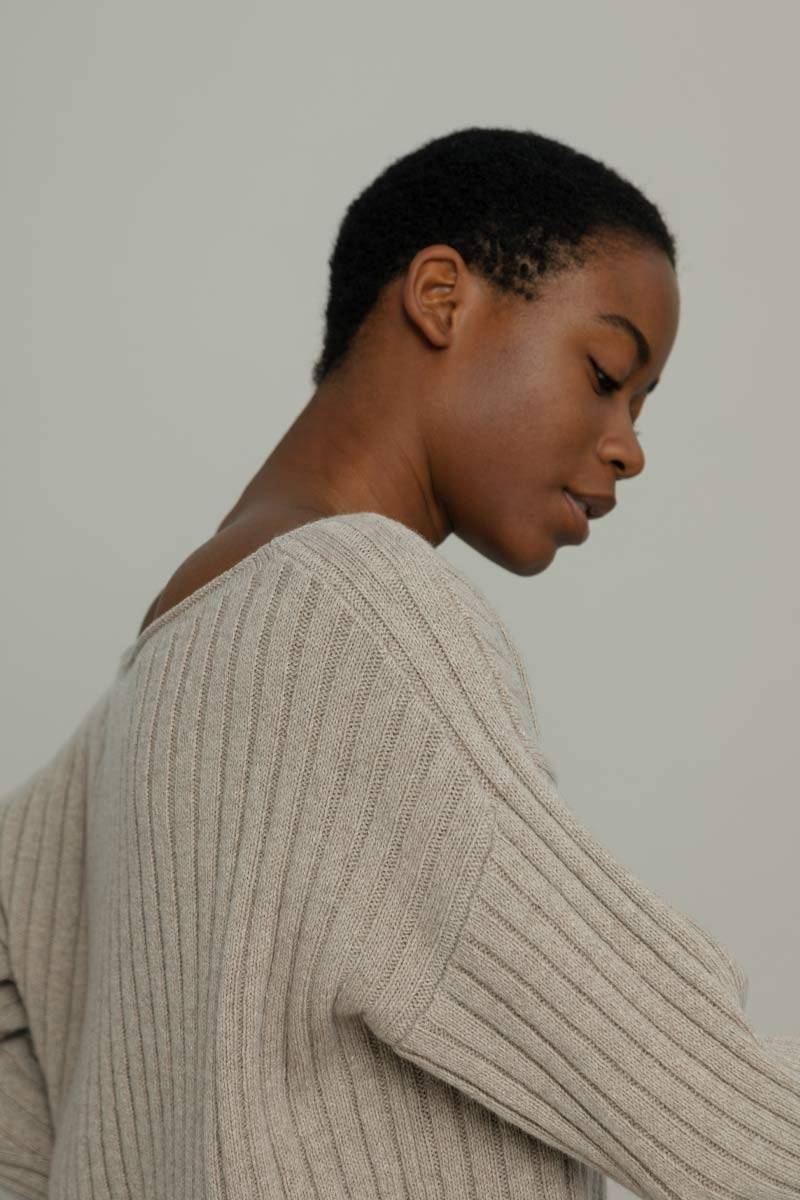 Rifò LUCE Maglia Scollo a Barca Donna Cashmere Rigenerato Consegna Veloce