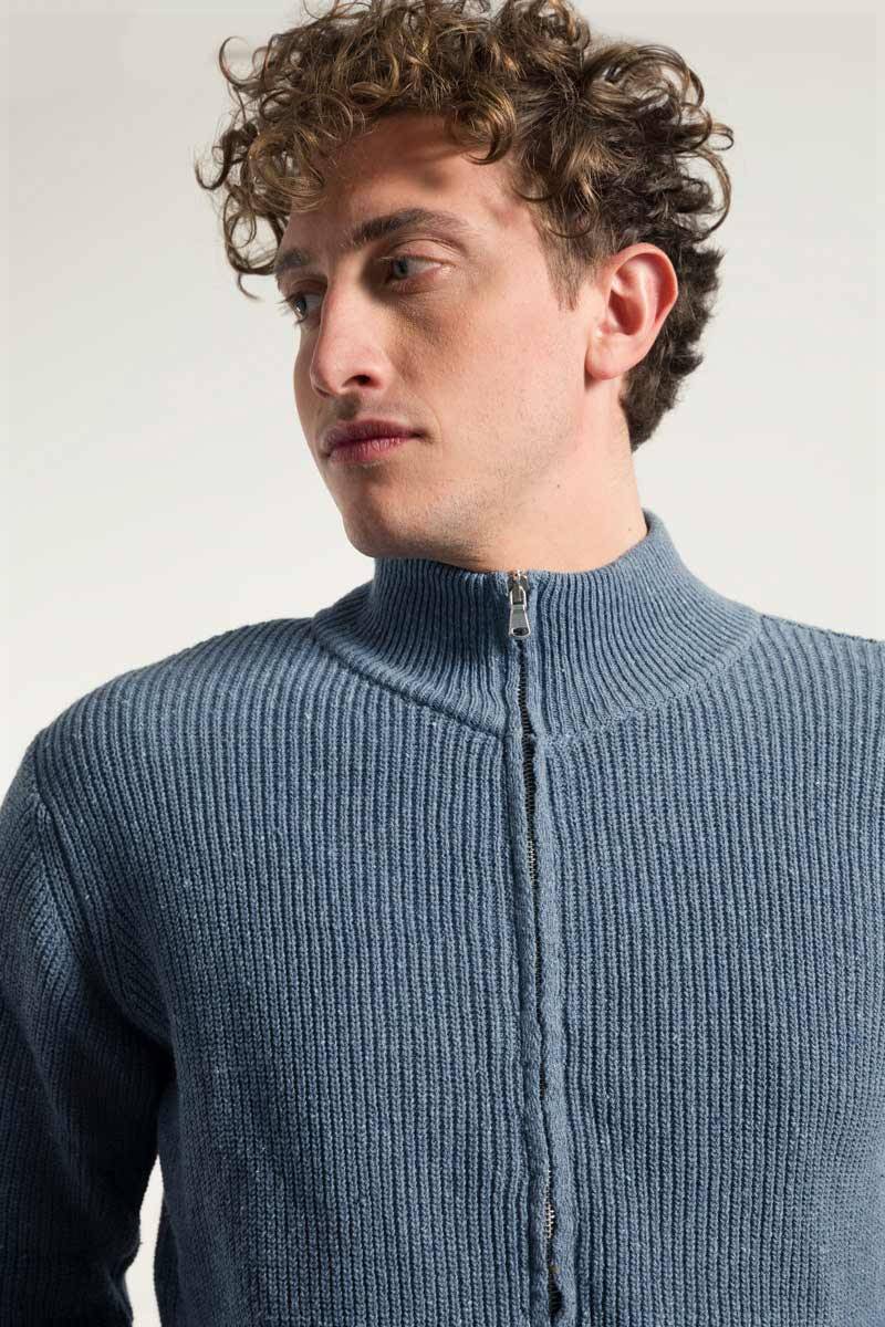 Rifò DUCCIO Cardigan Uomo Cotone Jeans Rigenerato Vendite Flash