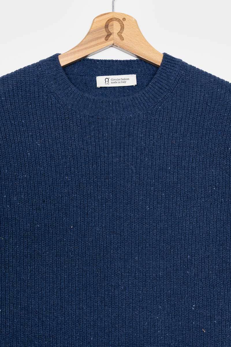 Rifò VITTORIO Maglia Girocollo Uomo Cotone Jeans Rigenerato In Saldo