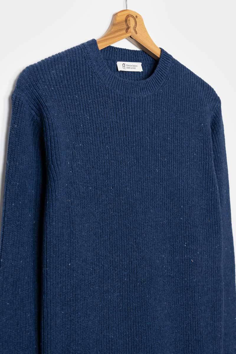 Rifò VITTORIO Maglia Girocollo Uomo Cotone Jeans Rigenerato In Saldo