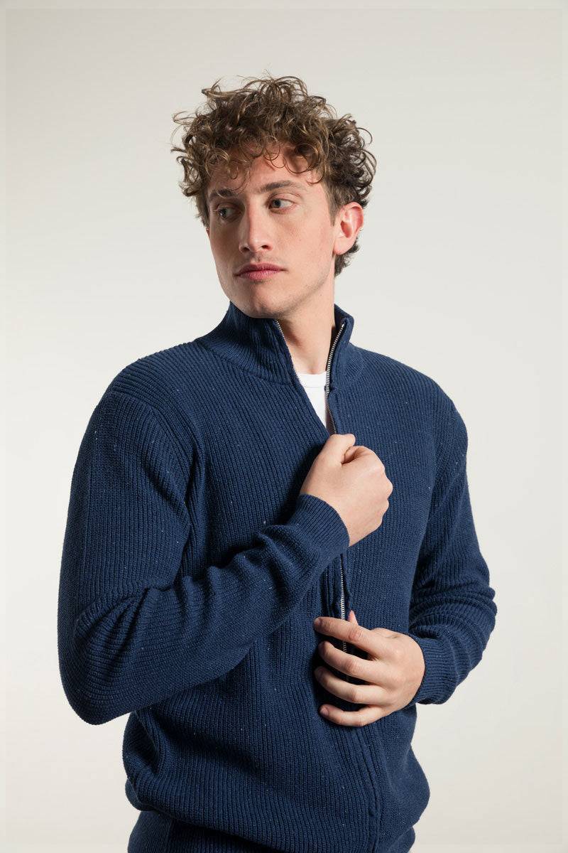 Rifò DUCCIO Cardigan Uomo Cotone Jeans Rigenerato Italia