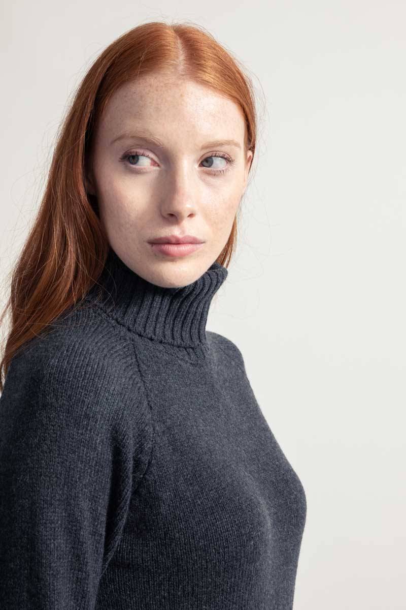 Rifò SUSANNA Maglia Collo Alto Donna Cashmere Rigenerato Italia
