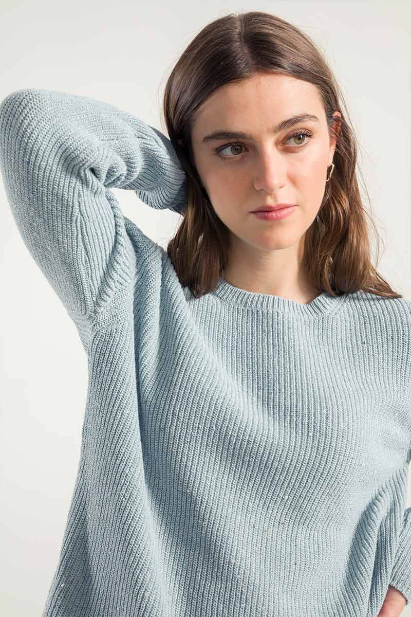Rifò RACHELE Maglia Girocollo Donna Cotone Jeans Rigenerato Promozione Limitata