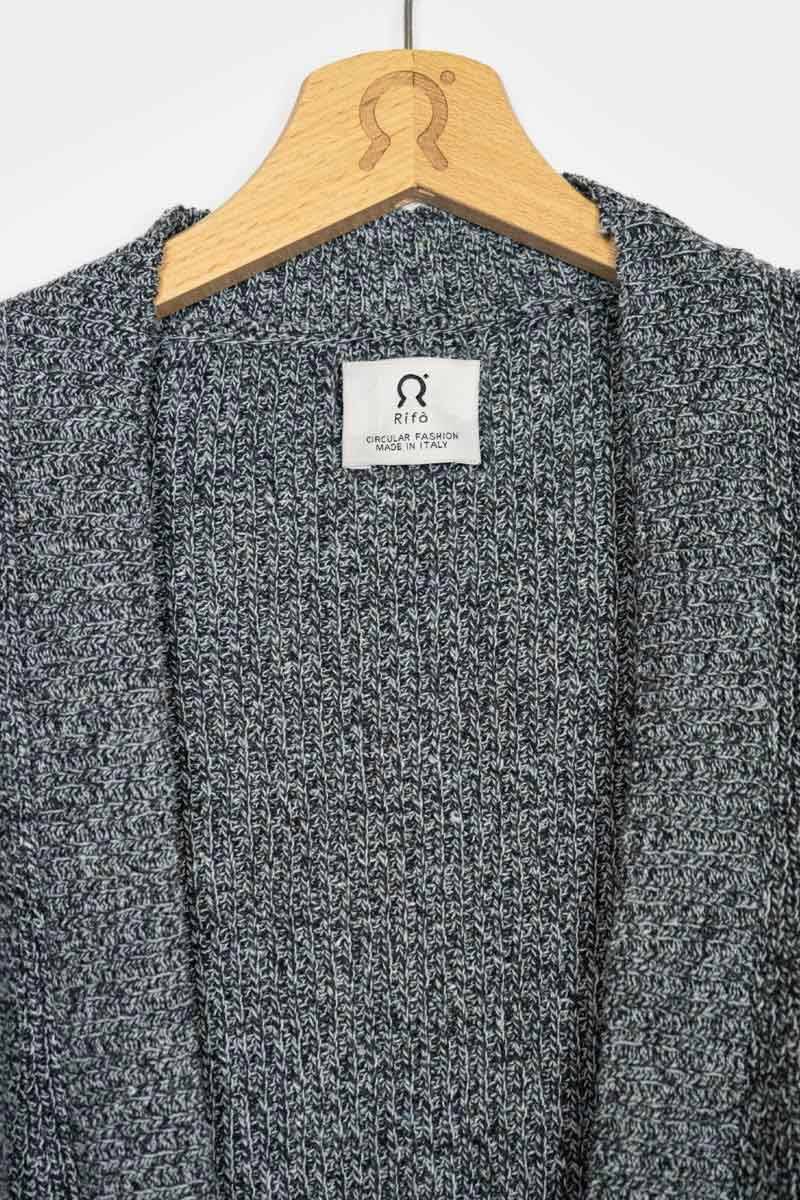 Rifò CARA Cardigan Donna Cotone Jeans Rigenerato Presa