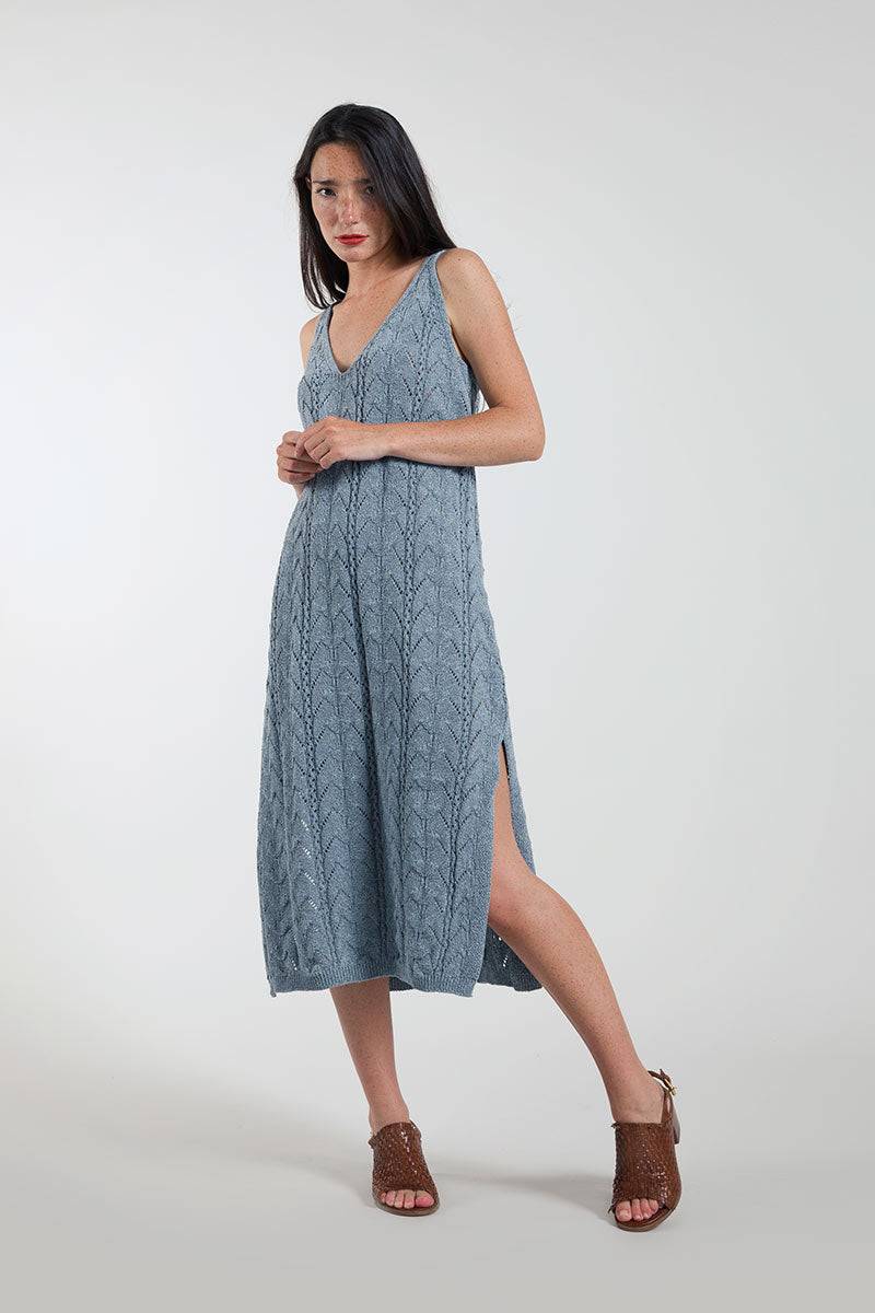 Rifò LOLA Abito in Maglia Cotone Jeans Rigenerato Outlet